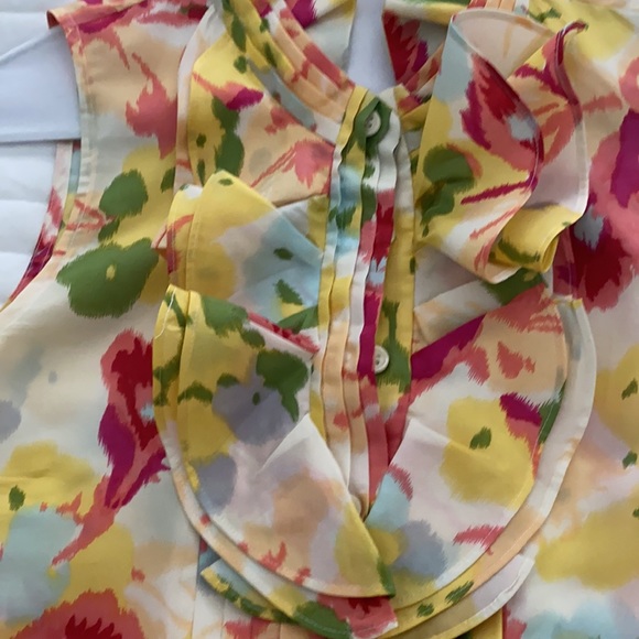 J. Crew Sleeveless Watercolor Ruffle Top 2 GUC - Picture 4 of 6